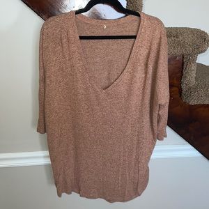 Burnt orange relaxed three quarter shirt from express